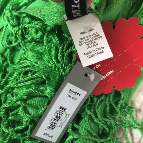 Apt 9 Lime Green 100% Rayon Scarf NWT - Picture 5 of 6
